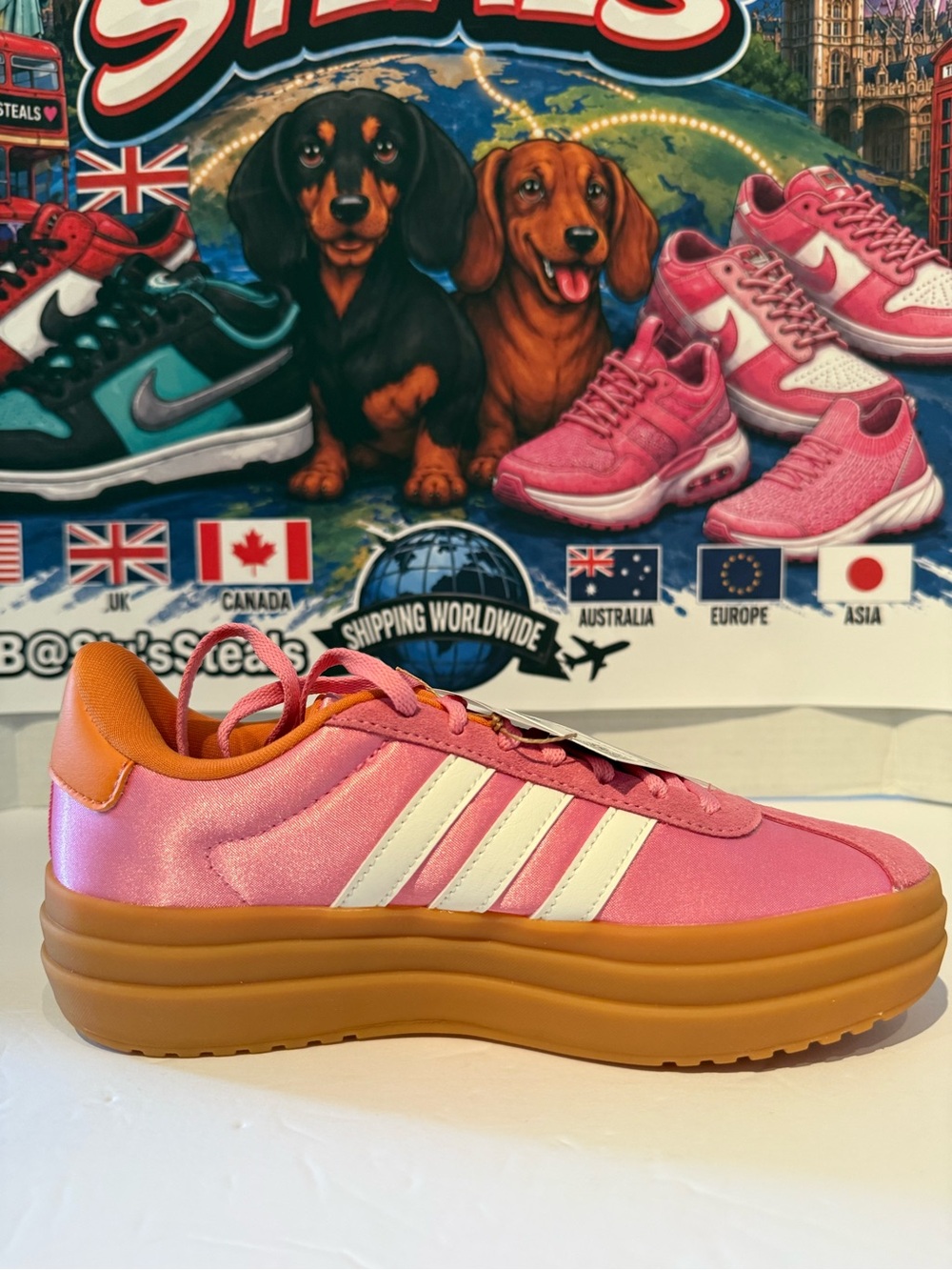 adidas Kids Pink and Orange Platform Sneakers 6.5W/5Y - Picture 3 of 10